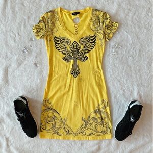 LACULTURE ANGEL WING MINI SHIRT DRESS - Size L (fits small)